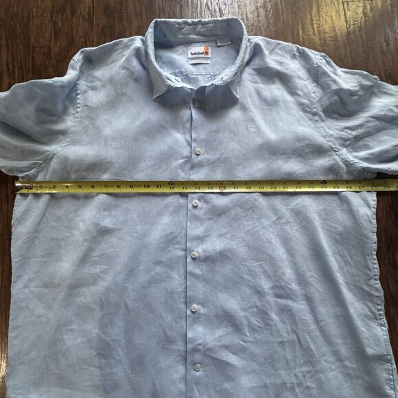 Timberland Long Sleeve Button Down Shirt Mens Size 3XL Light Blue 100% Linen - Picture 9 of 11